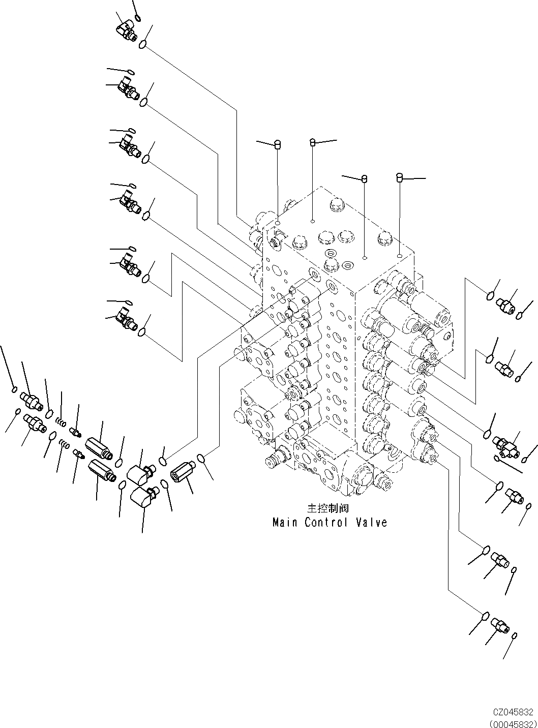 Схема запчастей Komatsu PC270-8 - УПРАВЛЯЮЩ. КЛАПАН (-АКТУАТОР) (СОЕДИНИТЕЛЬН. ЧАСТИ, /) H [ГИДРАВЛИКА]