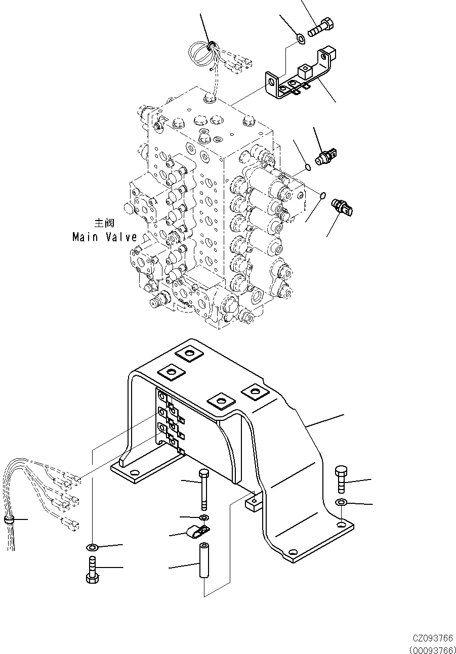 Схема запчастей Komatsu PC270-8 - УПРАВЛЯЮЩ. КЛАПАН (БЕЗ -СЕРВИСНЫЙ КЛАПАН) (КОРПУС КЛАПАНА И ДАТЧИК) H [ГИДРАВЛИКА]