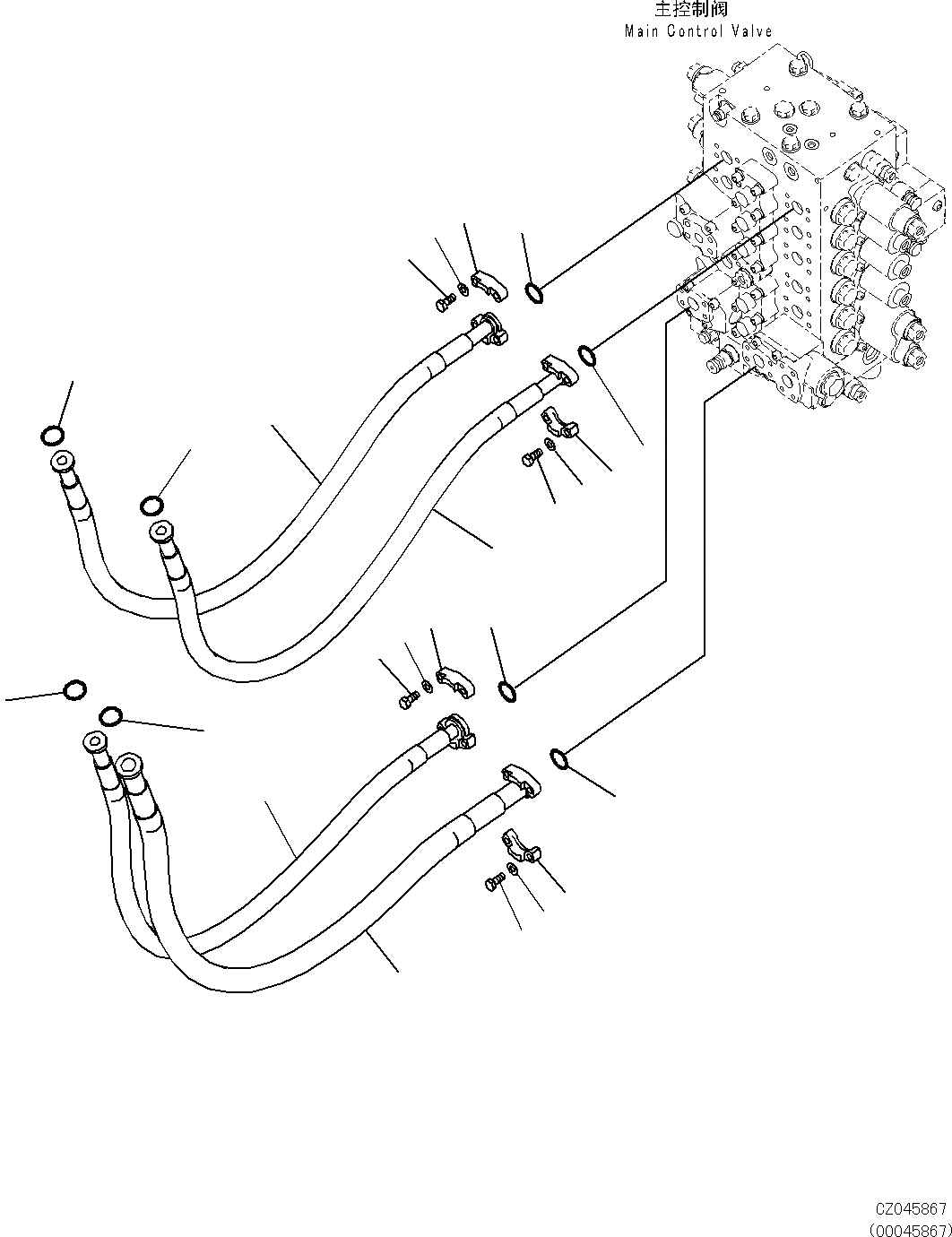 Схема запчастей Komatsu PC270-8 - РУКОЯТЬ И КОВШ ТРУБЫ H [ГИДРАВЛИКА]