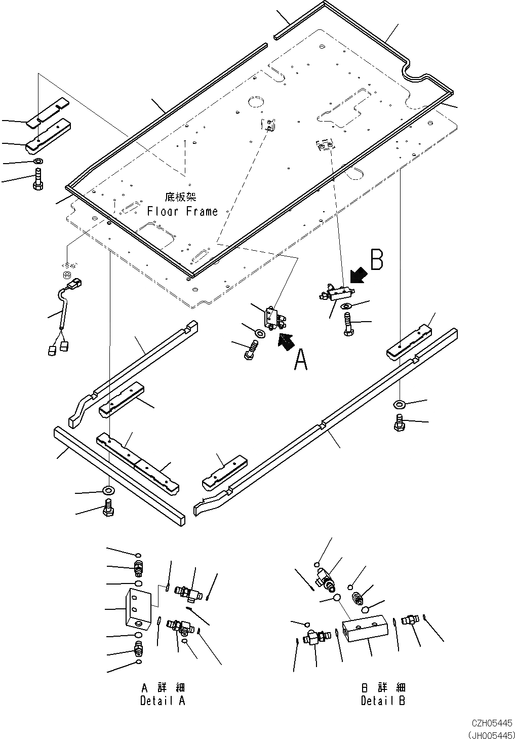 Схема запчастей Komatsu PC270-8 - КАБИНА(ПОЛ,P,T БЛОК И УПЛОТНЕНИЕ) K [КАБИНА ОПЕРАТОРА И СИСТЕМА УПРАВЛЕНИЯ]