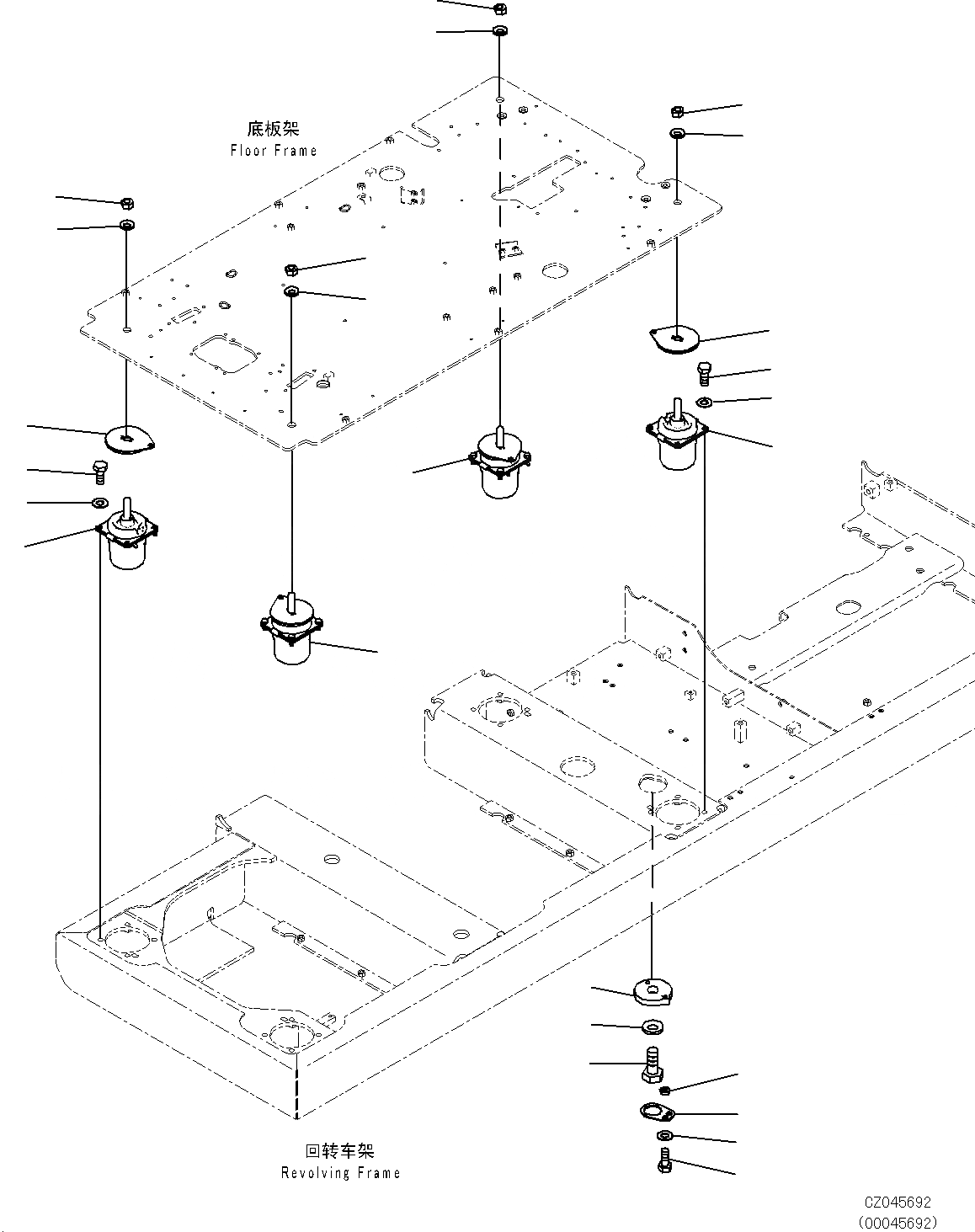Схема запчастей Komatsu PC270-8 - КРЕПЛЕНИЕ ПОЛАING K [КАБИНА ОПЕРАТОРА И СИСТЕМА УПРАВЛЕНИЯ]