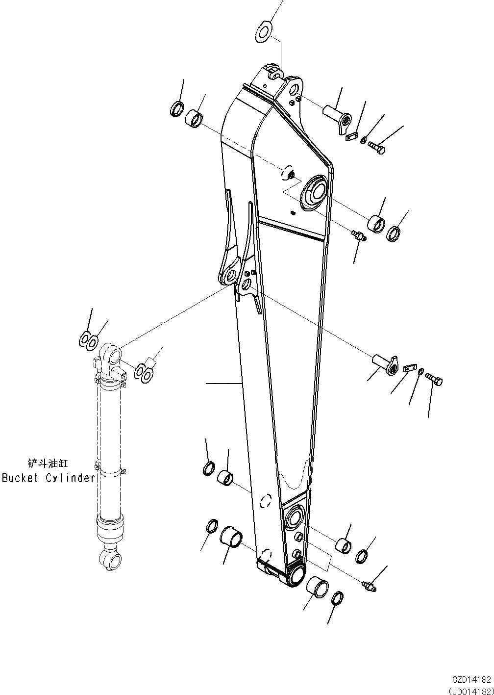 Схема запчастей Komatsu PC270-8 - РУКОЯТЬ(РУКОЯТЬ И ПАЛЕЦ) T [РАБОЧЕЕ ОБОРУДОВАНИЕ]