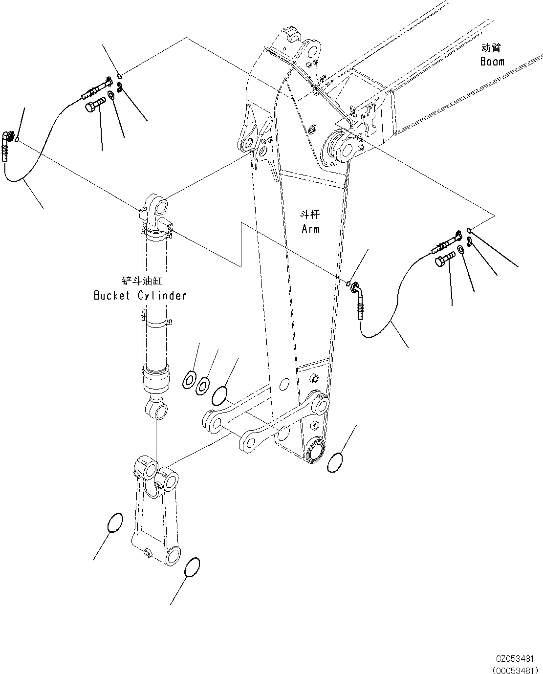 Схема запчастей Komatsu PC270-8 - РУКОЯТЬ(ПАТРУБКИ ЦИЛИНДРА КОВША) T [РАБОЧЕЕ ОБОРУДОВАНИЕ]