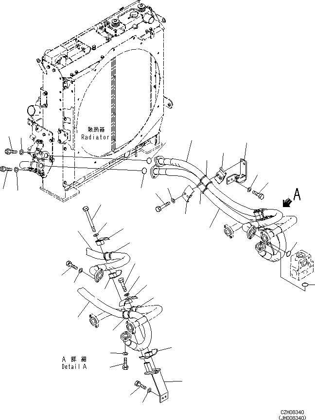 Схема запчастей Komatsu PC360-8M0 - ЛИНИИ МАСЛООХЛАДИТЕЛЯ H [ГИДРАВЛИКА]