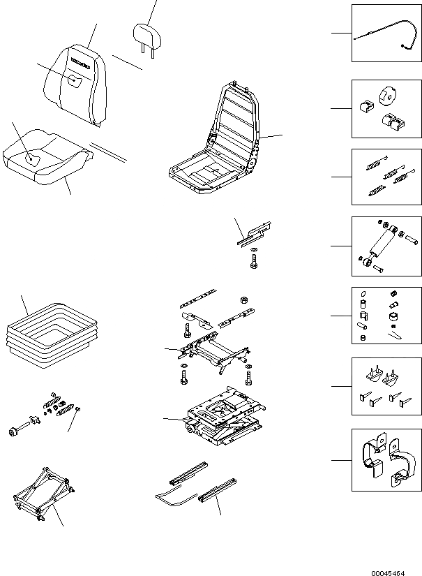 Схема запчастей Komatsu PC360-8M0 - СИДЕНЬЕ ОПЕРАТОРА (С ВОЗД. ПОДВЕСКОЙ, ТКАНЬ, С ОТКИДН. СПИНКОЙ, НАКЛОН.) (ВНУТР. ЧАСТИ) K [КАБИНА ОПЕРАТОРА И СИСТЕМА УПРАВЛЕНИЯ]