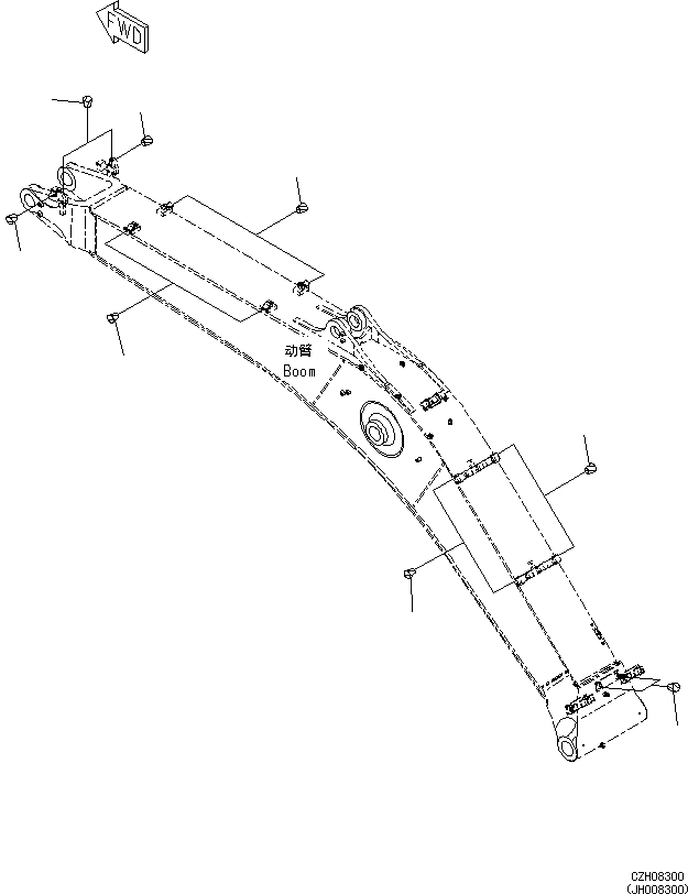 Схема запчастей Komatsu PC360-8M0 - СТРЕЛА(НАВЕСН. ОБОРУД ЗАГЛУШКА) T [РАБОЧЕЕ ОБОРУДОВАНИЕ]