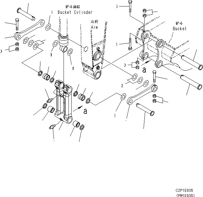 Схема запчастей Komatsu PC360-8M0 - РУКОЯТЬ (СОЕДИНЕНИЕ КОВША) T [РАБОЧЕЕ ОБОРУДОВАНИЕ]