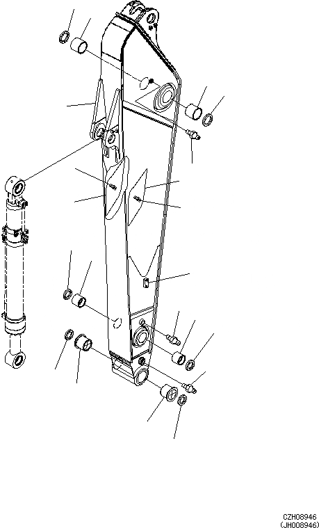 Схема запчастей Komatsu PC360-8M0 - РУКОЯТЬ (MM, УСИЛЕНН., -НАВЕСН. ОБОРУД) (РУКОЯТЬ И ВТУЛКА) T [РАБОЧЕЕ ОБОРУДОВАНИЕ]