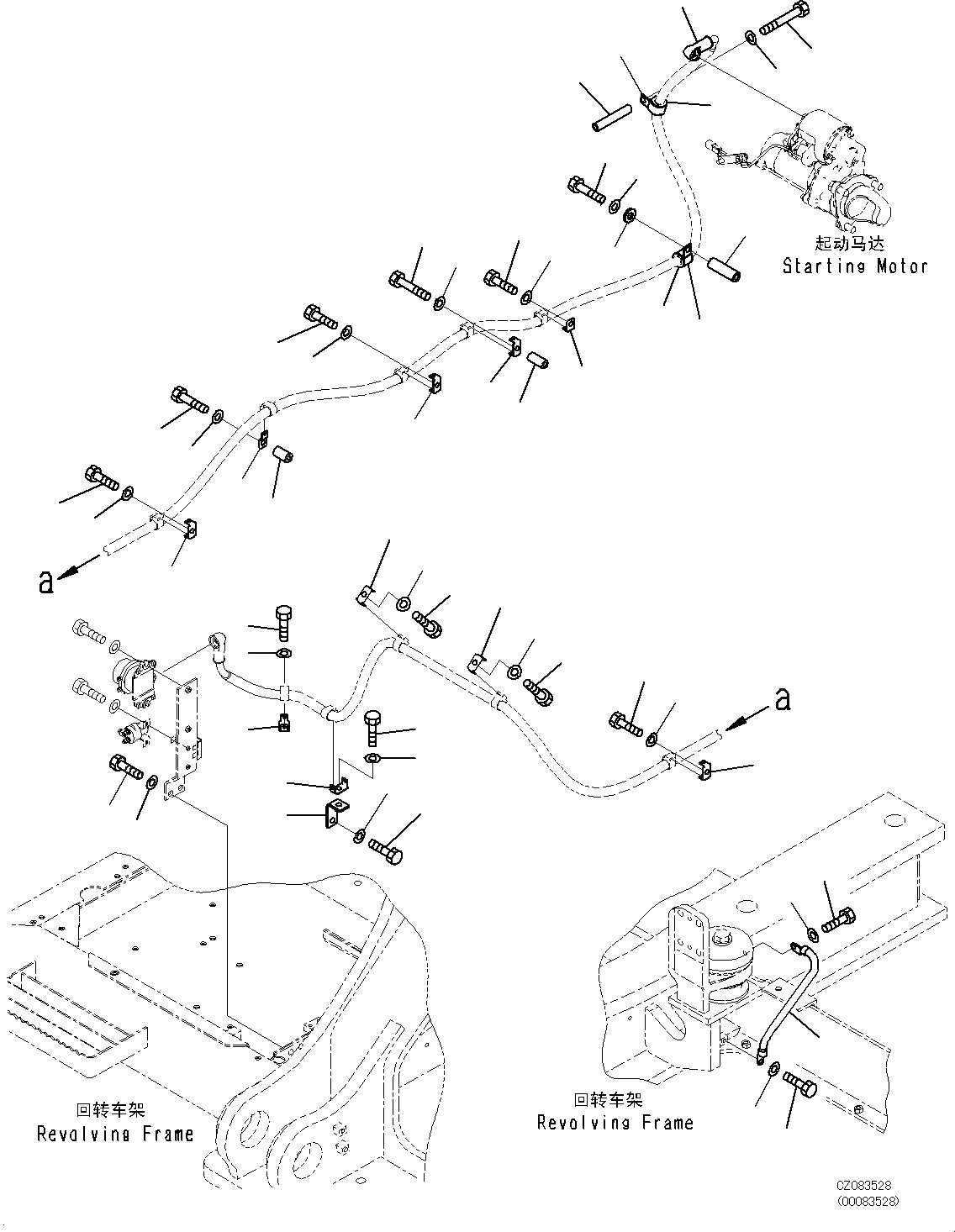 Схема запчастей Komatsu PC460LC-8 - ЭЛЕКТРИЧ. ПРОВОДКА (STARTING ПРОВОДКА КРЕПЛЕНИЕ) E [ЭЛЕКТРИКА]