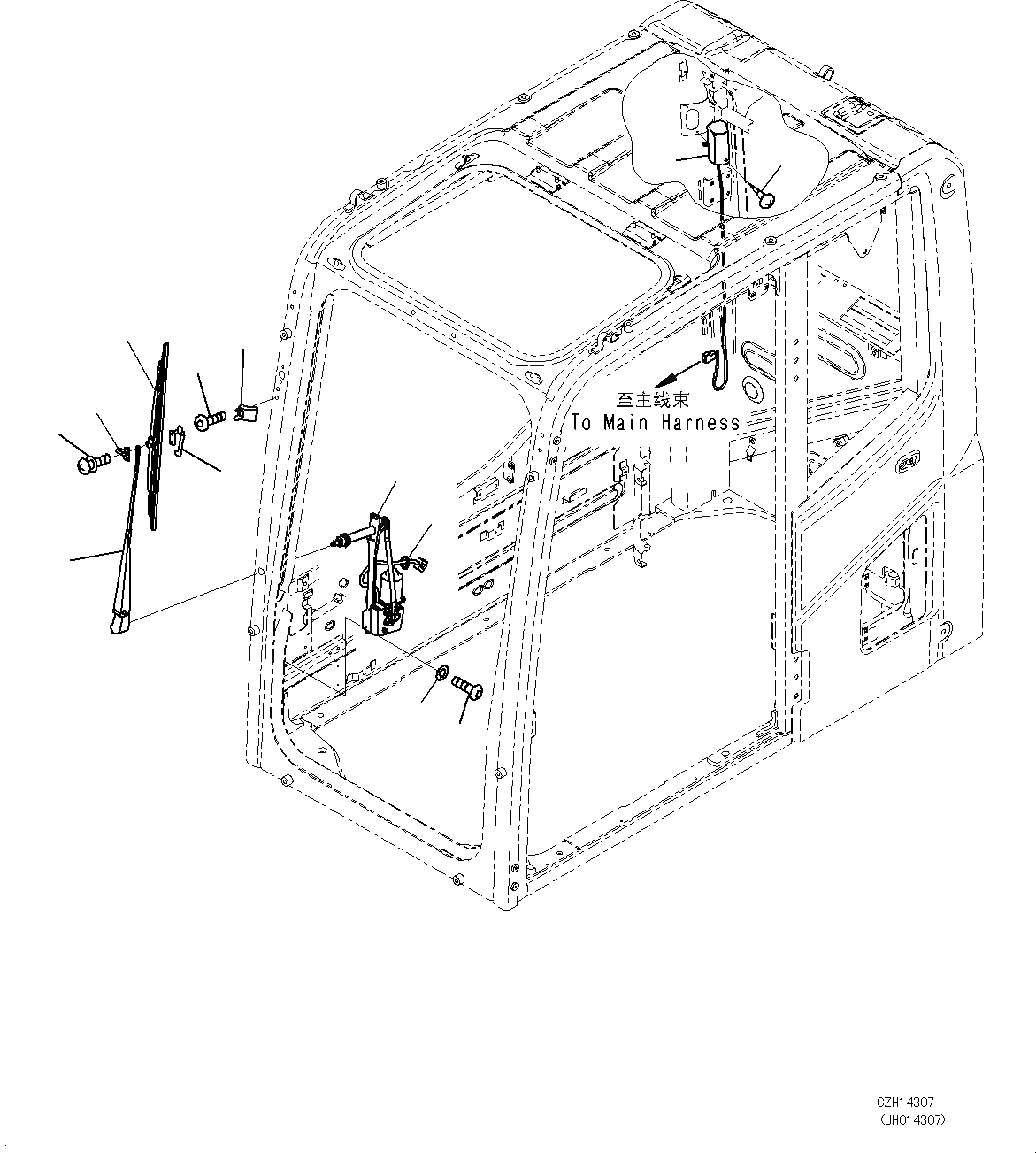 Схема запчастей Komatsu PC460LC-8 - КАБИНА (ДВОРНИКИ И ОСВЕЩЕНИЕ) K [КАБИНА ОПЕРАТОРА И СИСТЕМА УПРАВЛЕНИЯ]