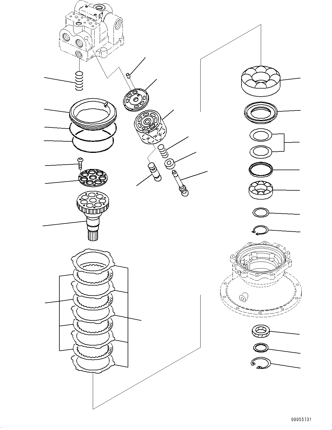 Схема запчастей Komatsu PC460LC-8 - МЕХАНИЗМ ПОВОРОТА И МОТОР (ВНУТР. ЧАСТИ, МОТОР ПОВОРОТА) (/) N [ПОВОРОТН. КРУГ И ITS КОМПОНЕНТЫ]