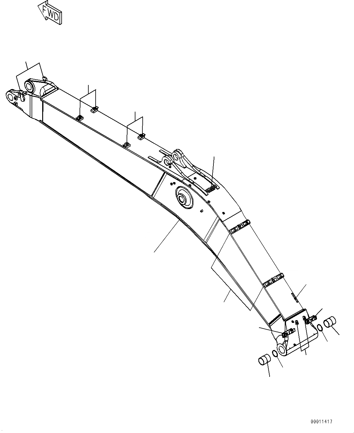 Схема запчастей Komatsu PC460LC-8 - СТРЕЛА, .7M СТРЕЛА, ЧАС. СИСТ. СМАЗКИ ТИП, ДЛЯ SUPER EARTHMOVER, СТРЕЛА T [РАБОЧЕЕ ОБОРУДОВАНИЕ]