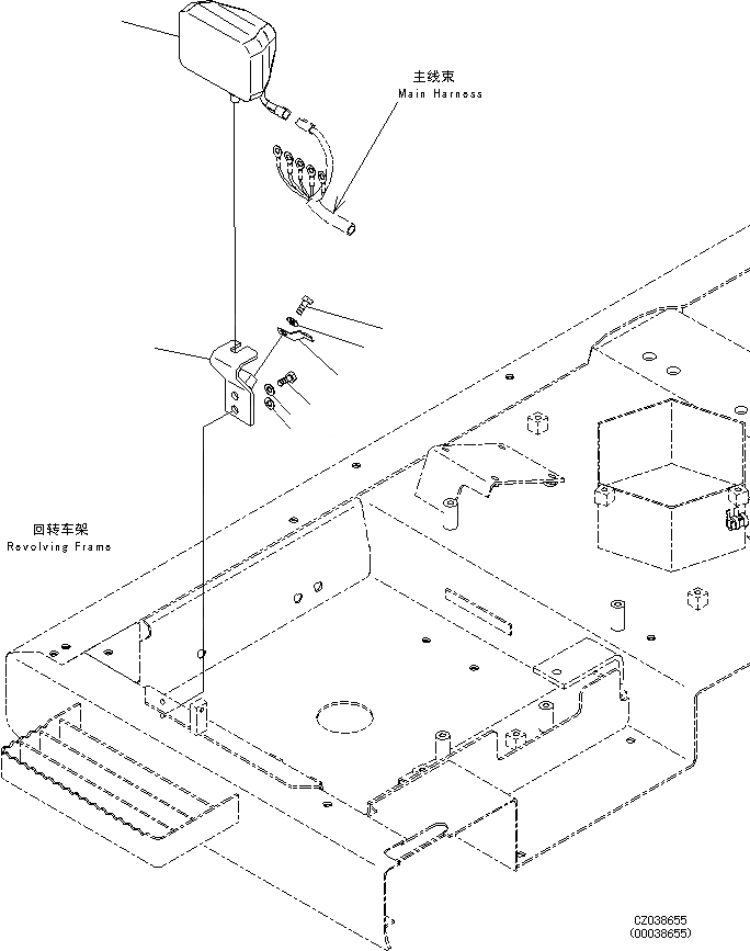 Схема запчастей Komatsu PC650LC-8E0 - ПРОВОДКА (ДЛЯ ДОПОЛН. ПРОТИВОВЕС) (ЛАМПА РАБОЧ. ОСВЕЩЕНИЯ, ПЕРЕДН.) E [ЭЛЕКТРИКА]