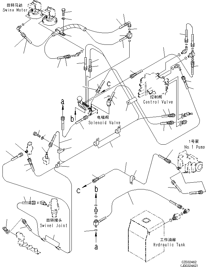 Схема запчастей Komatsu PC650LC-8E0 - СОЛЕНОИДНЫЙ КЛАПАН ТРУБЫ (ШЛАНГИ) H [ГИДРАВЛИКА]