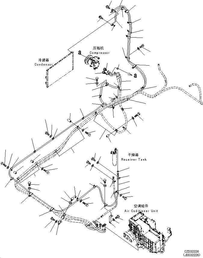 Схема запчастей Komatsu PC650LC-8E0 - КОНДИЦ. ВОЗДУХА (ТРУБЫ) K [КАБИНА ОПЕРАТОРА И СИСТЕМА УПРАВЛЕНИЯ]
