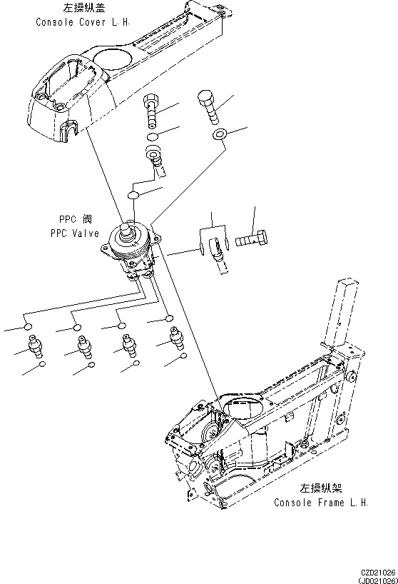 Схема запчастей Komatsu PC650LC-8E0 - КАБИНА (ПОЛ, КЛАПАН, ЛЕВ.) K [КАБИНА ОПЕРАТОРА И СИСТЕМА УПРАВЛЕНИЯ]