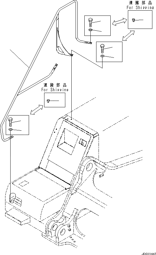 Схема запчастей Komatsu PC650LC-8E0 - HANDRAIL M [ЧАСТИ КОРПУСАS И КРЫШКИ]