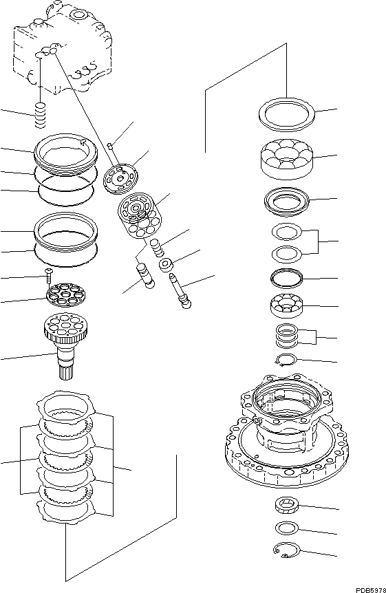 Схема запчастей Komatsu PC650LC-8E0 - МЕХАНИЗМ ПОВОРОТА И МОТОР (ВНУТР. ЧАСТИ, МОТОР ПОВОРОТА) (/) N [ПОВОРОТН. КРУГ И ITS КОМПОНЕНТЫ]