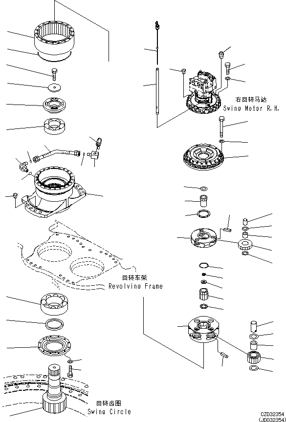 Схема запчастей Komatsu PC650LC-8E0 - МЕХАНИЗМ ПОВОРОТА И МОТОР (ПРАВ.) N [ПОВОРОТН. КРУГ И ITS КОМПОНЕНТЫ]