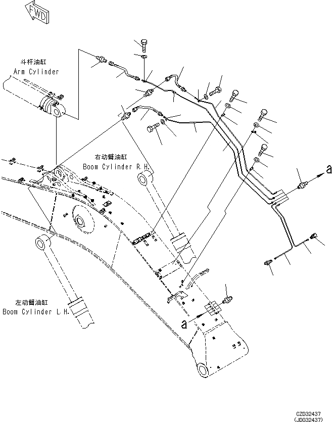 Схема запчастей Komatsu PC650LC-8E0 - СТРЕЛА (7MM) (СМАЗЫВАЮЩ. ЛИНИЯ) T [РАБОЧЕЕ ОБОРУДОВАНИЕ]