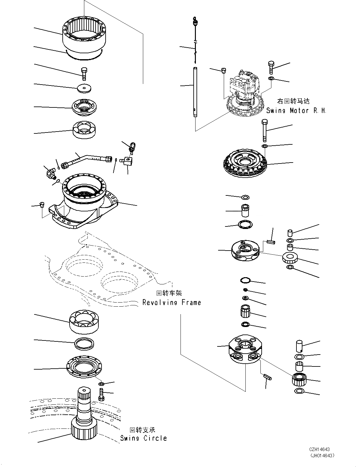 Схема запчастей Komatsu PC700LC-8E0 - МЕХАНИЗМ ПОВОРОТА И МОТОР (ПРАВ.) N [ПОВОРОТН. КРУГ И ITS КОМПОНЕНТЫ]