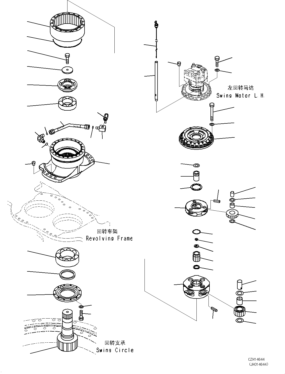 Схема запчастей Komatsu PC700LC-8E0 - МЕХАНИЗМ ПОВОРОТА И МОТОР (ЛЕВ.) N [ПОВОРОТН. КРУГ И ITS КОМПОНЕНТЫ]