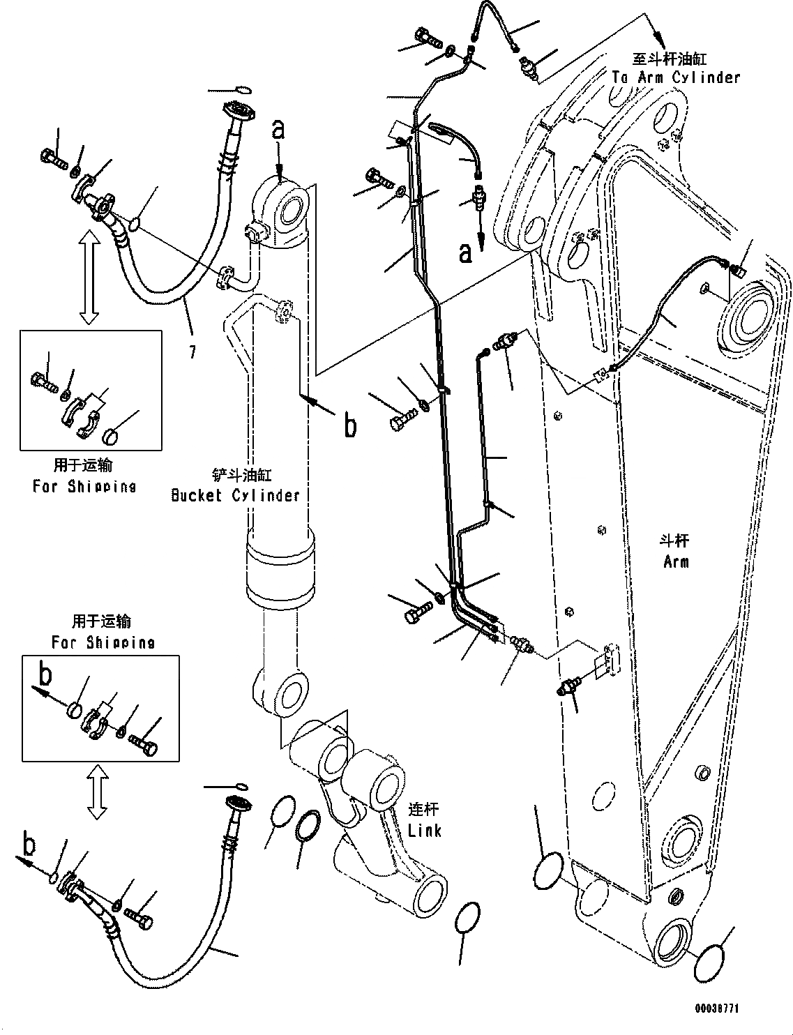 Схема запчастей Komatsu PC700LC-8E0 - РУКОЯТЬ (9MM) (ЦИЛИНДР КОВША ТРУБЫ) (SE) T [РАБОЧЕЕ ОБОРУДОВАНИЕ]
