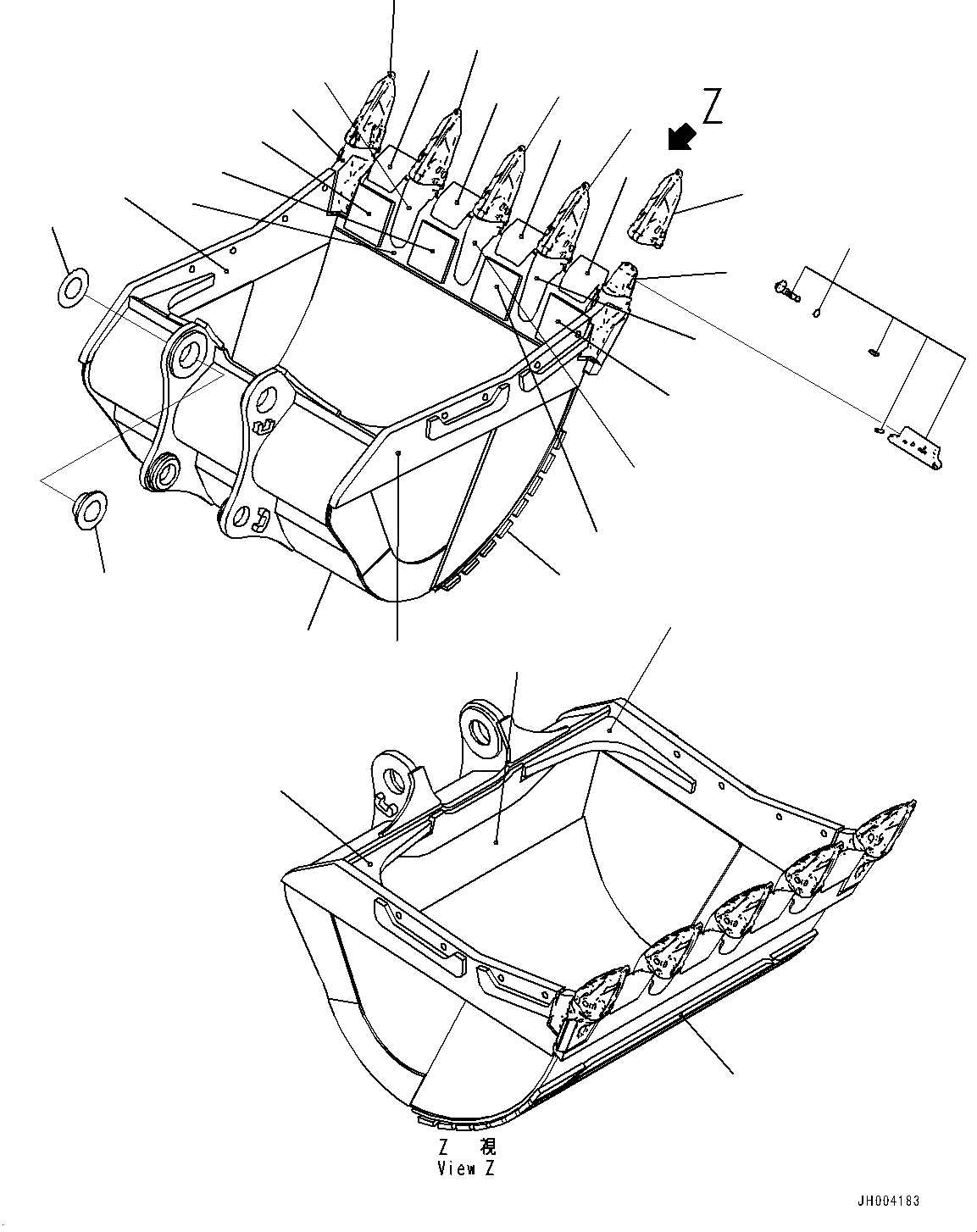 Схема запчастей Komatsu PC700LC-8E0 - КОВШ (.M, 8MM ШИР., WEAR ПЛАСТИНА, KMAX TOOTH, THRUST ADJUSTMENT,БОКОРЕЗЫ,КОВШ) T [РАБОЧЕЕ ОБОРУДОВАНИЕ]