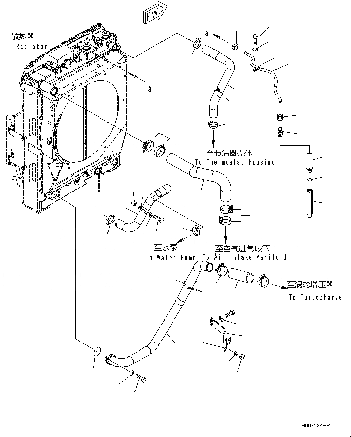 Схема запчастей Komatsu PC200-8M0 - СИСТЕМА ОХЛАЖДЕНИЯ (БЕЗ КОНДИЦ. ВОЗДУХА) (ПОСЛЕОХЛАДИТЕЛЬ ТРУБЫ) C [СИСТЕМА ОХЛАЖДЕНИЯ]