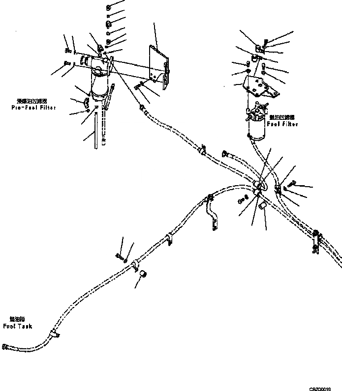 Схема запчастей Komatsu PC200-8M0 - ТОПЛИВН. ПОДАЮЩ. ТРУБЫ (УДАЛЕНН. ДРЕНАЖН. И ТОПЛИВН. ОСНОВН. ФИЛЬТР. ) D [ТОПЛИВН. СИСТЕМА]