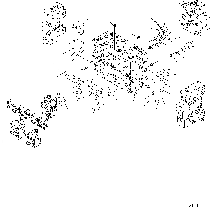Схема запчастей Komatsu PC200-8M0 - ОСНОВН. УПРАВЛЯЮЩ. КЛАПАН (-ДОПОЛН. АКТУАТОР ТРУБЫ, АККУМУЛЯТОР) (ВНУТР. ЧАСТИ) (/) H [ГИДРАВЛИКА]