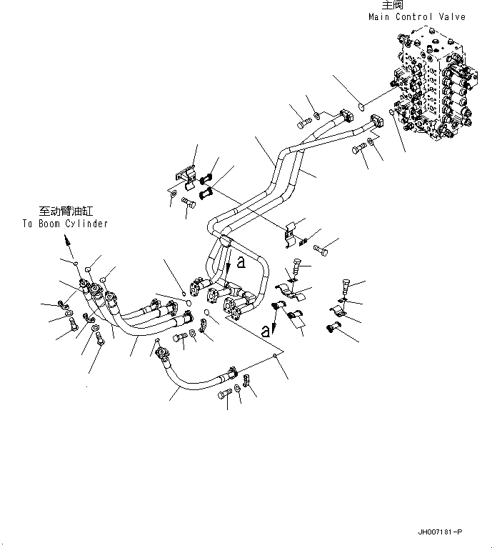 Схема запчастей Komatsu PC200-8M0 - ТРУБЫ СТРЕЛЫ(PC-8M&PCLC-8M STD ОСНОВНАЯ РАМА) H [ГИДРАВЛИКА]