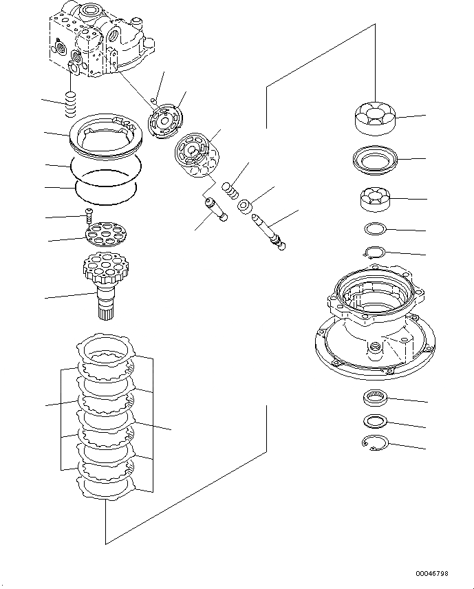Схема запчастей Komatsu PC200-8M0 - МЕХАНИЗМ ПОВОРОТА (ВНУТР. ЧАСТИ, МОТОР ПОВОРОТА) (/) N [ПОВОРОТН. КРУГ И ITS КОМПОНЕНТЫ]