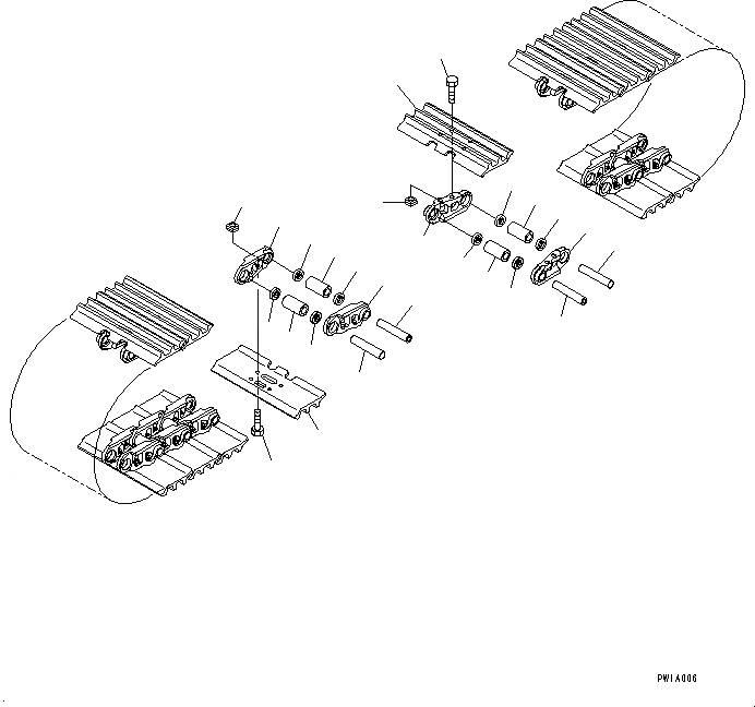 Схема запчастей Komatsu PC200-8M0 - ГУСЕНИЦЫ ASSEMBLY (ОТВЕРСТИЕD ТРОЙНОЙ ГРУНТОЗАЦЕП. SHOE, MM ШИР., СМАЗ. УПЛОТНЕНИЕED ТИП,SKIDDING СОЕДИНИТЕЛЬН. ЗВЕНО ТИП)(LC) R [НИЖН.CARRIAGE]