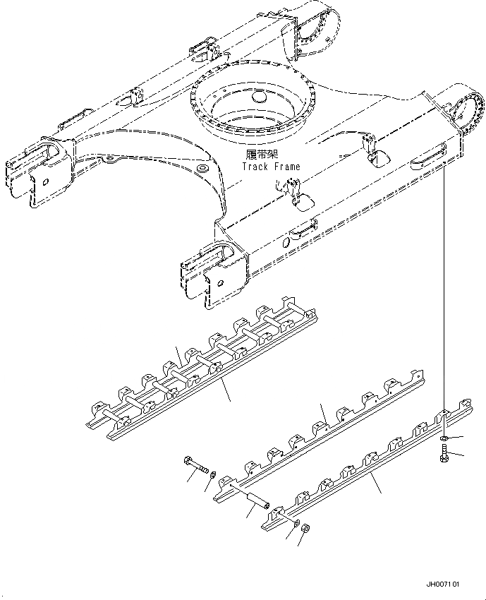 Схема запчастей Komatsu PC200-8M0 - ЗАЩИТА ОПОРНЫХ КАТКОВ (С ПОЛН. LENGTH ЗАЩИТА ОПОРНЫХ КАТКОВ, С УДЛИНН. ГУСЕНИЧНАЯ РАМА) R [НИЖН.CARRIAGE]