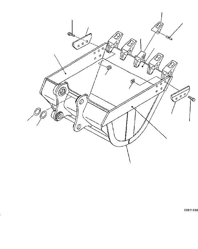 Схема запчастей Komatsu PC200-8M0 - КОВШ, .M (ГОРИЗОНТАЛЬН. ПАЛЕЦ) (ДЛЯ ROCK)(С УДЛИНН. ROCK TOOTH) T [РАБОЧЕЕ ОБОРУДОВАНИЕ]