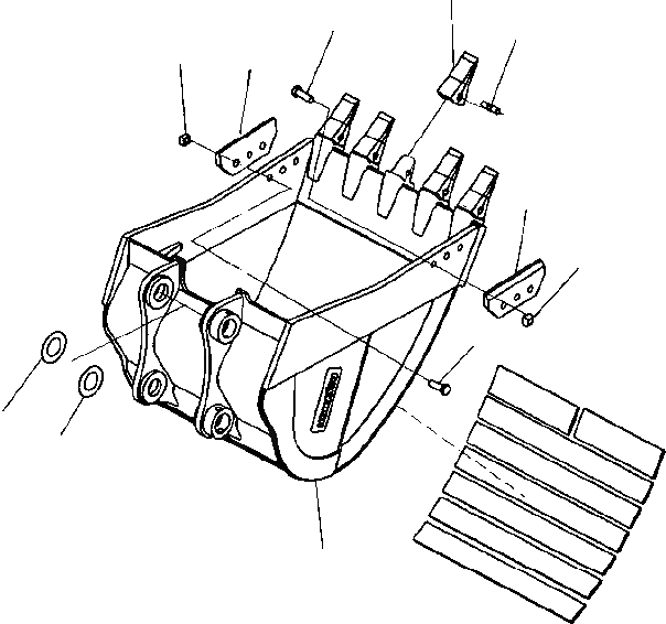 Схема запчастей Komatsu PC200-8M0 - КОВШ, .M (ГОРИЗОНТАЛЬН. ПАЛЕЦ) (ДЛЯ ROCK)(ME КОВШ) (С УДЛИНН. ROCK TOOTH)(PC-8M,PCLC-8M) T [РАБОЧЕЕ ОБОРУДОВАНИЕ]