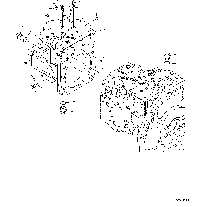 Схема запчастей Komatsu PC220-8M0 - КОМПОНЕНТЫ ДВИГАТЕЛЯ (ОСНОВН. НАСОС) (/) B [КОМПОНЕНТЫ ДВИГАТЕЛЯ]