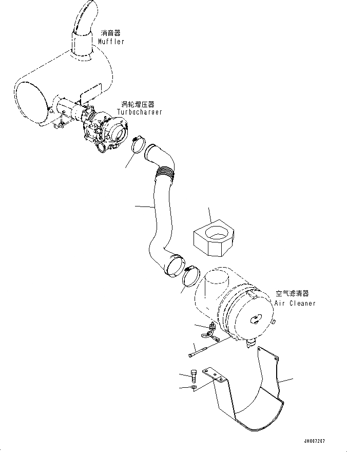 Схема запчастей Komatsu PC220-8M0 - ВПУСК ВОЗДУХА СОЕДИН-Е (/) B [КОМПОНЕНТЫ ДВИГАТЕЛЯ]