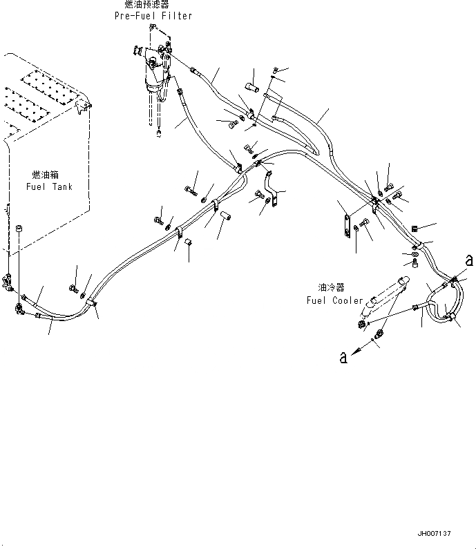 Схема запчастей Komatsu PC220-8M0 - ТОПЛИВН. ПОДАЮЩ. ТРУБЫ (ТОПЛИВОПРОВОД.) D [ТОПЛИВН. СИСТЕМА]