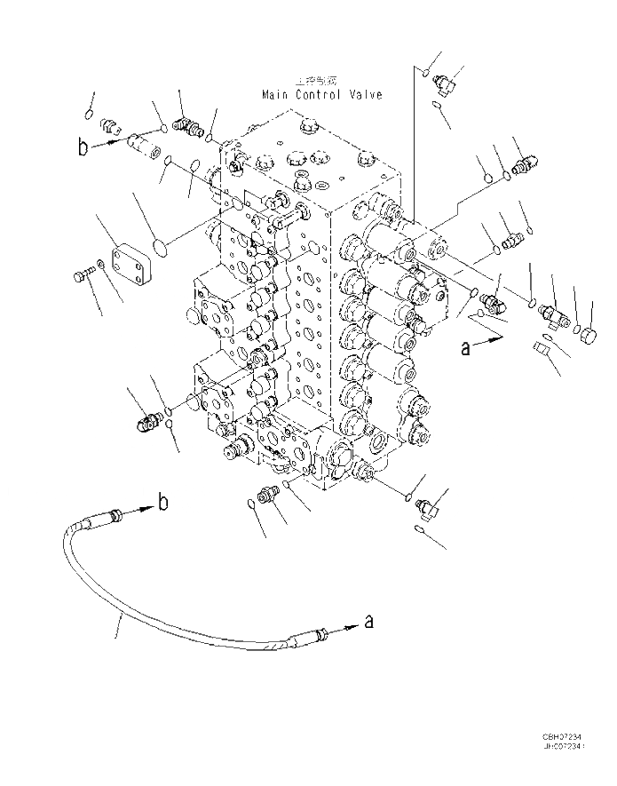 Схема запчастей Komatsu PC220-8M0 - ОСНОВН. УПРАВЛЯЮЩ. КЛАПАН (-ДОПОЛН. АКТУАТОР ТРУБЫ, АККУМУЛЯТОР) (СОЕДИНИТЕЛЬН. ЧАСТИ) (/) H [ГИДРАВЛИКА]