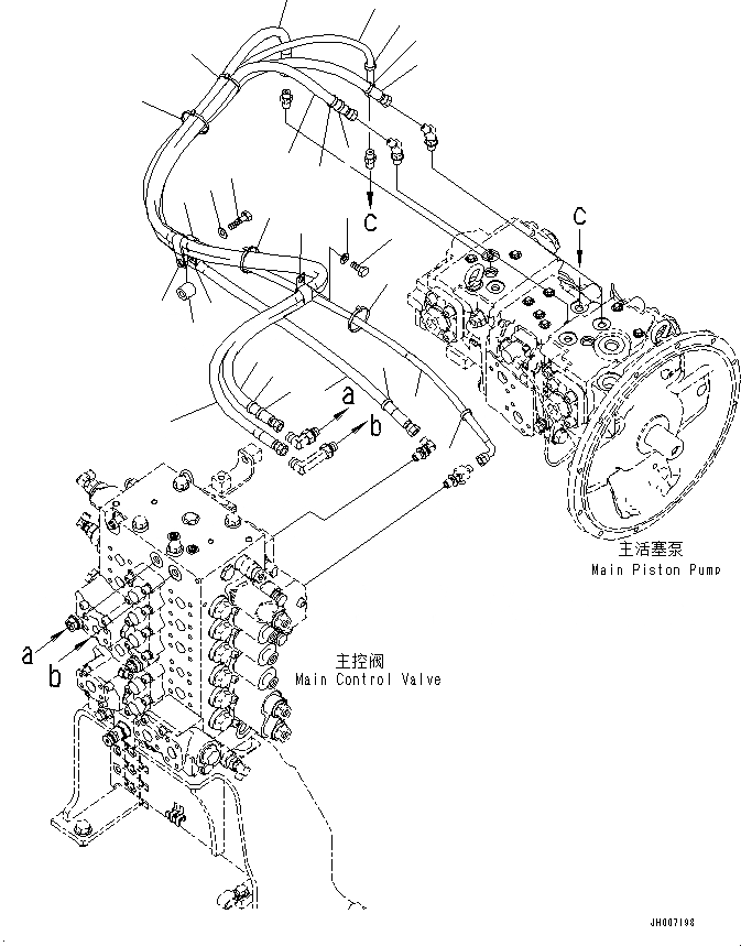 Схема запчастей Komatsu PC220-8M0 - LS ТРУБЫ (-ДОПОЛН. АКТУАТОР ТРУБЫ, АККУМУЛЯТОР) H [ГИДРАВЛИКА]