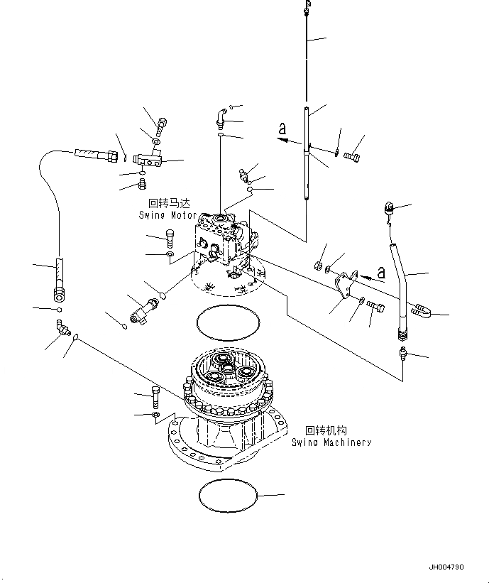 Схема запчастей Komatsu PC220-8M0 - МЕХАНИЗМ ПОВОРОТА И МОТОР (ДРЕНАЖН. ТРУБЫ) N [ПОВОРОТН. КРУГ И ITS КОМПОНЕНТЫ]
