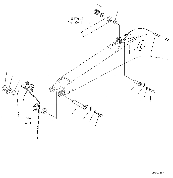 Схема запчастей Komatsu PC220-8M0 - СТРЕЛА (ВЕРХН. ПАЛЕЦ И НИЖН. ПАЛЕЦ) T [РАБОЧЕЕ ОБОРУДОВАНИЕ]