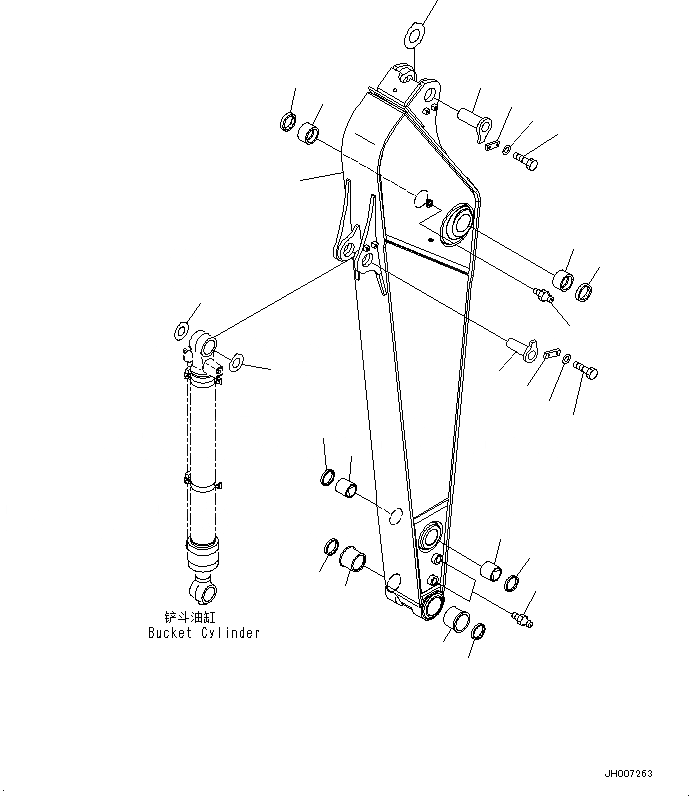 Схема запчастей Komatsu PC220-8M0 - РУКОЯТЬ (.M) (PC-8M) T [РАБОЧЕЕ ОБОРУДОВАНИЕ]
