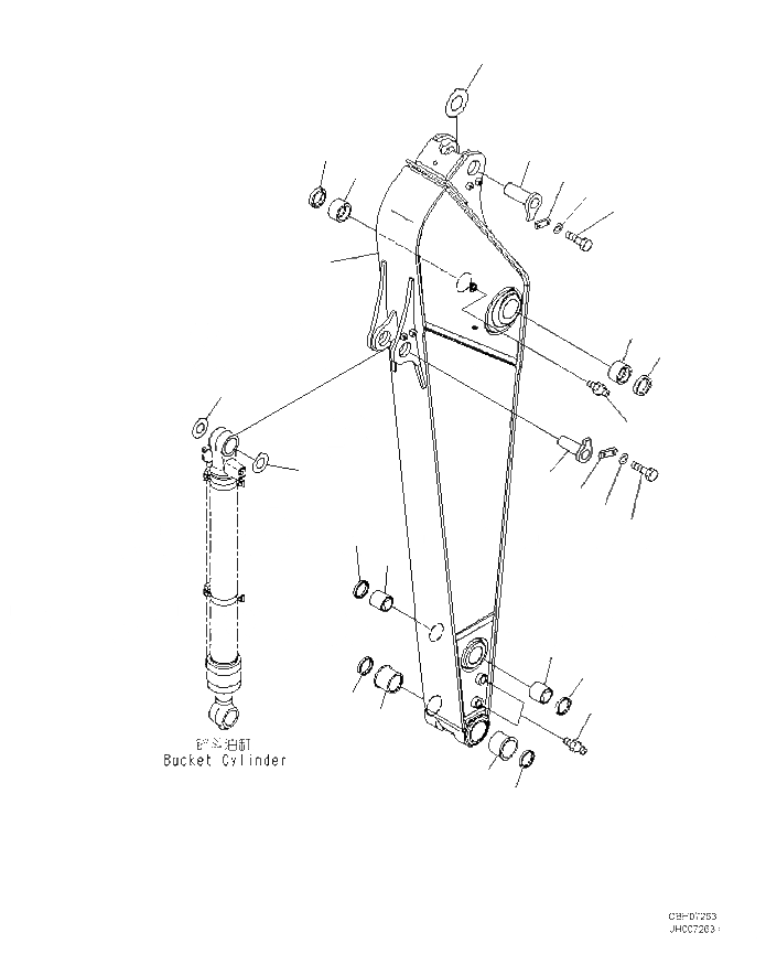 Схема запчастей Komatsu PC220-8M0 - РУКОЯТЬ (.M) T [РАБОЧЕЕ ОБОРУДОВАНИЕ]