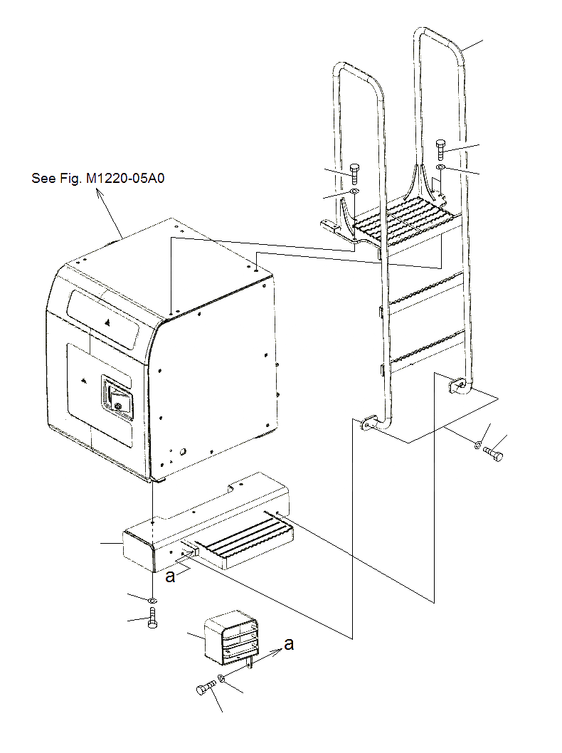 Схема запчастей Komatsu PC130F-7 - КОРПУС ЧАСТИ КОРПУСА (ЛЕСТНИЦА)(ДЛЯ HARVESTER)(J9-UP) M