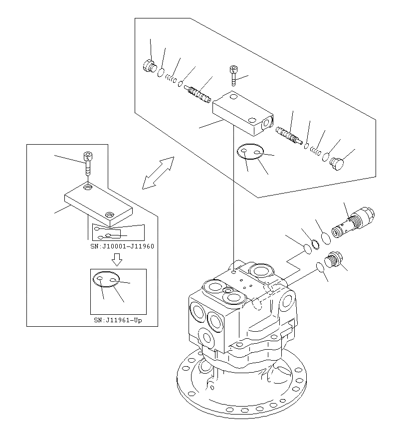 Схема запчастей Komatsu PC130F-7 - МОТОР ПОВОРОТА (/) Y