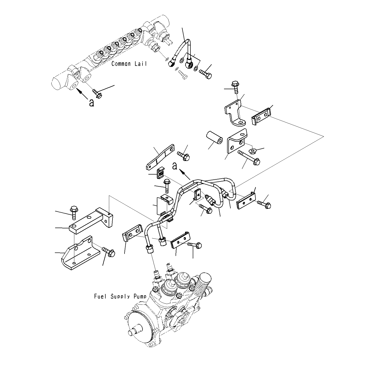 Схема запчастей Komatsu PC400LCSE-8R - ТОПЛИВН. ПОДАЮЩ. И ВОЗВРАТ. ТРУБЫ (№-UP) A