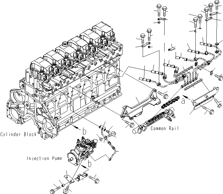 Схема запчастей Komatsu PC400LCSE-8R - ТОПЛИВН. ПОДАЮЩ. ТРУБЫ И СИСТЕМА СМАЗКИ МАСЛОПРОВОДЯЩАЯ ЛИНИЯ A